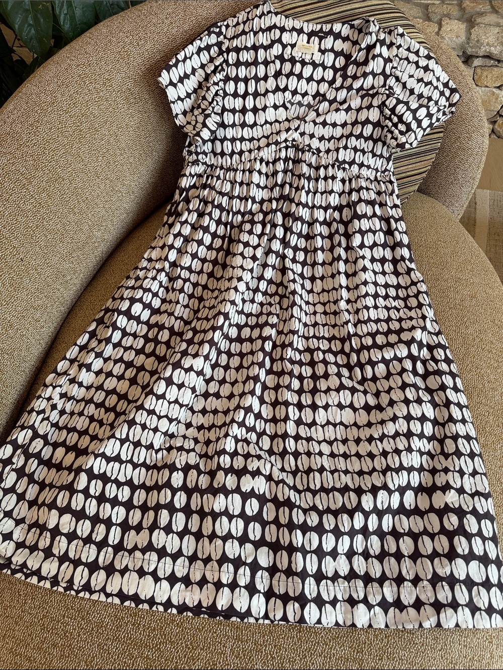 Anthropologie Black and White Midi Dress with Polka Dot Pattern